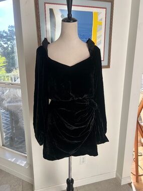 Wayf Black Velvet Dress